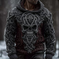 Men's Vintage Cross Skull Celtic Chunky Hooded Sweater artswardrobe