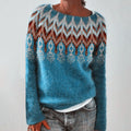 Casual Crew Neck Feather Jacquard Sweater elevenforest