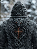 Men's Vintage Dragon Cross Celtic Cozy Hooded Sweater artswardrobe