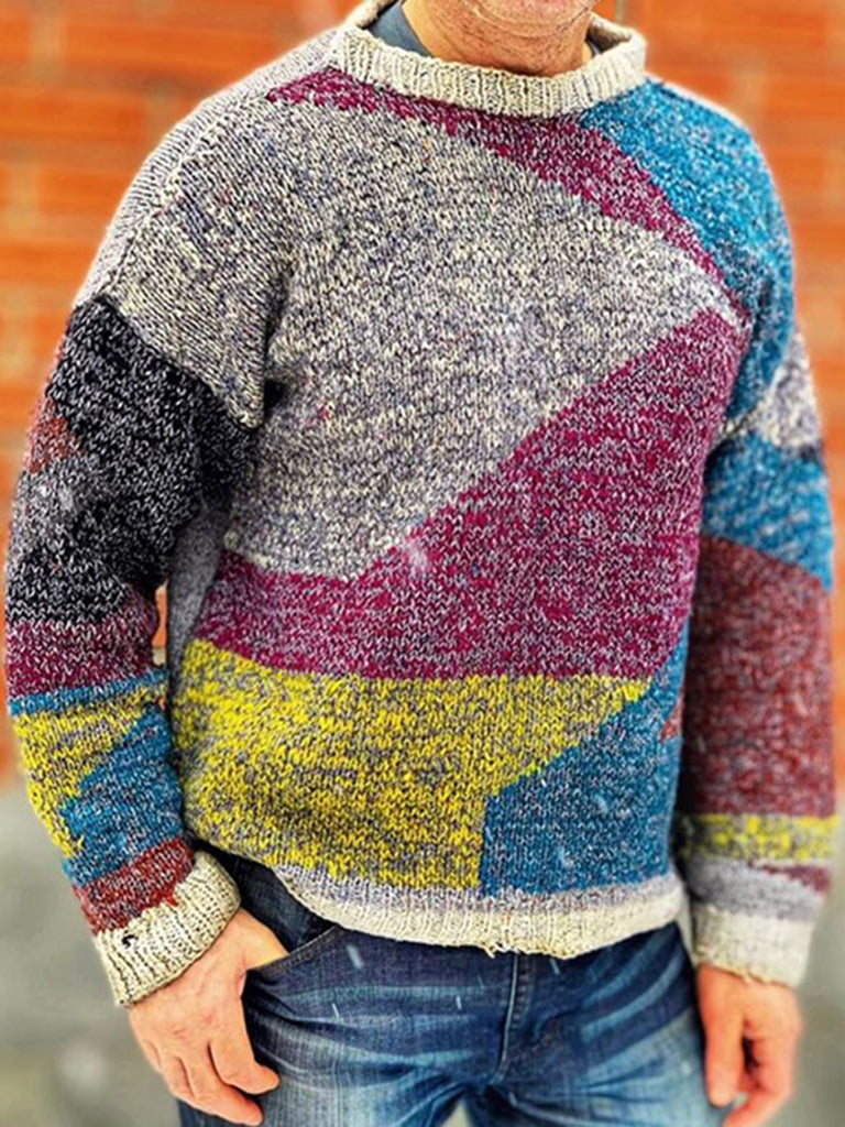 Vintage Patchwork  Island Warmth Knitted Jacquard Unisex Sweater artswardrobe