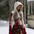 Women's Vintage Skeleton Gradient Knit Hooded Sweater artswardrobe