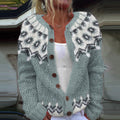 Vintage Geometry Contrast Jacquard Button Cozy Sweater elevenforest