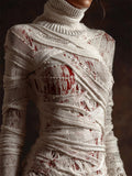 Halloween Bloody Bandages Cozy Knit Turtleneck Sweater artswardrobe