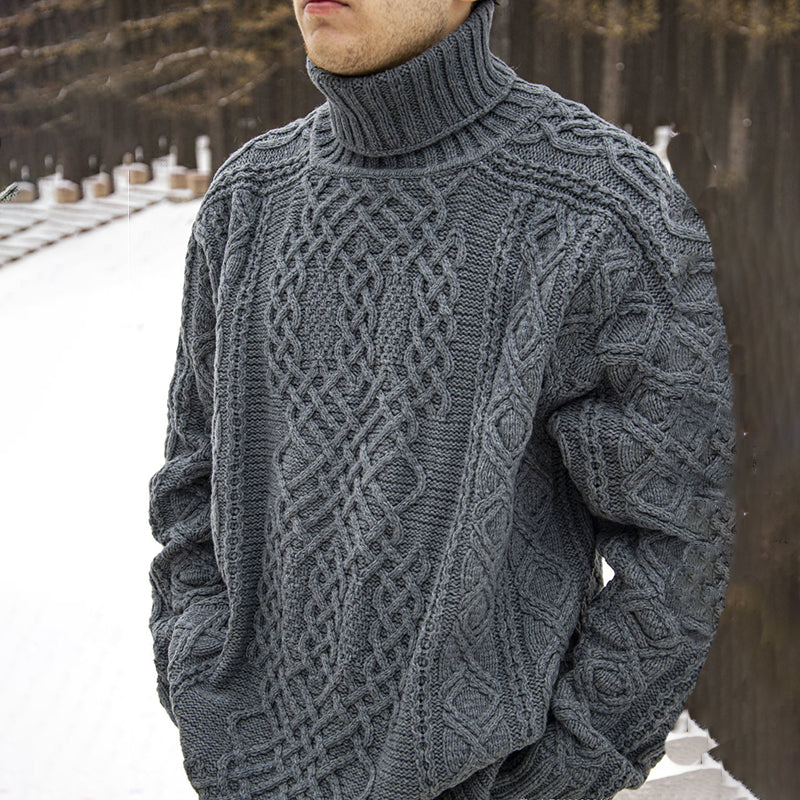 Vintage Thick Needle Cable Iceland Turtleneck Sweater artswardrobe