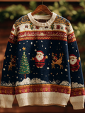 Men's Christmas Retro Round Neck Knit Sweater artswardrobe