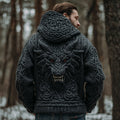 Men's Viking Dragon Style Celtic Art Knit Hooded Zip-up Sweater artswardrobe