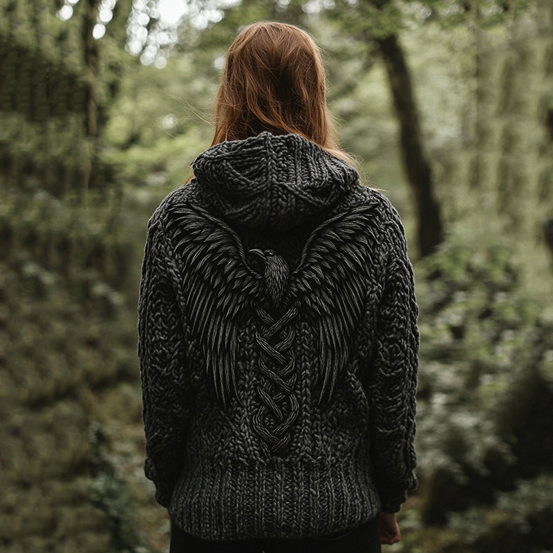 Women's Viking Tribal Bird Celtic Knotwork Hooded Sweater artswardrobe