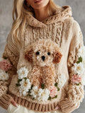 Plush Puppy Women's Chunky Knit Twist Hooded Sweater artswardrobe