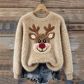 Lovely Fuzzy Reindeer Cozy Knit Sweater