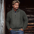 Men's Super Soft Honeycomb Zipper Aran Sweater elevenforest