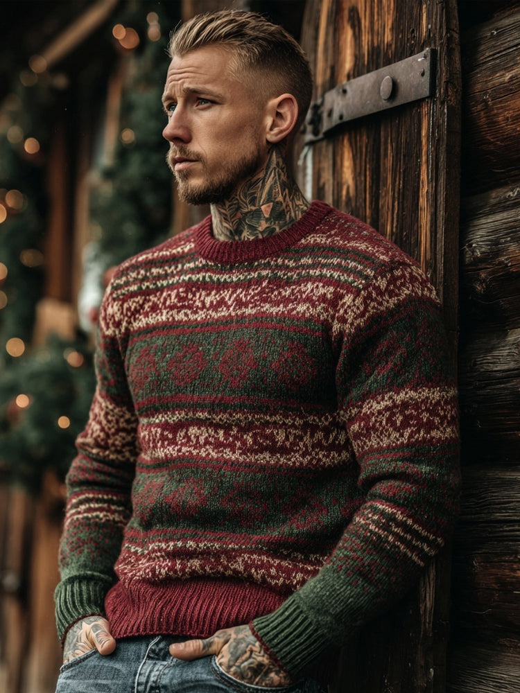Men's Vintage Christmas Cozy Knit Icelandic Sweater artswardrobe