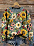 Boho Fall Floral Embroidery Cozy Sweater artswardrobe