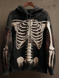 Halloween Skeleton Inspired Anatomy Cozy Knit Hooded Sweater artswardrobe