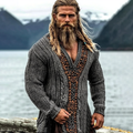 Men's Viking Tribal Celtic Knit Cozy V Neck Sweater elevenforest