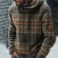 Vintage Plaid Art Print Casual Knitted Hoodie Sweater artswardrobe