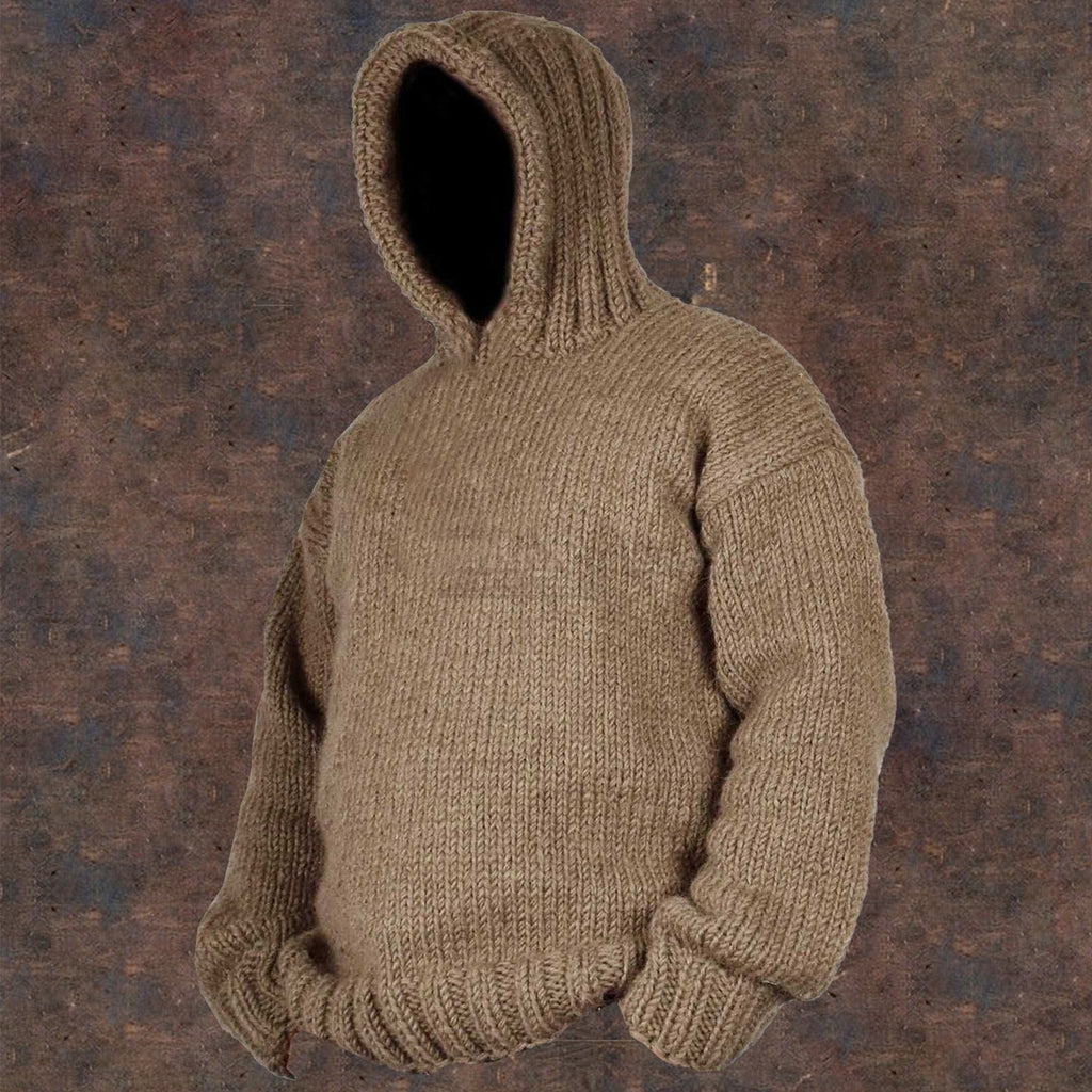 Vintage Cable Knit Basic Hooded Sweater artswardrobe