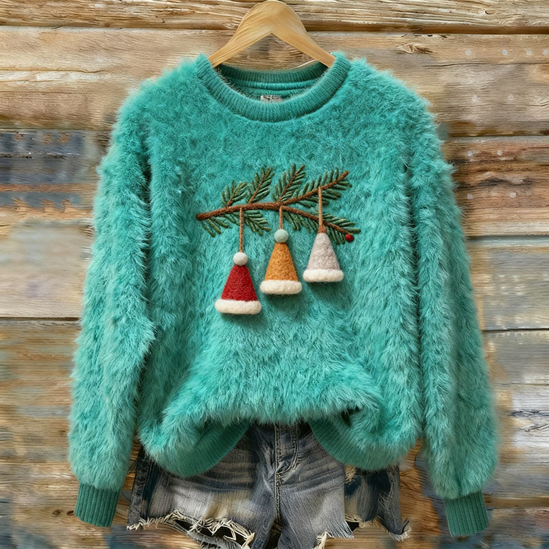 Comstylish Women's Cute Christmas Hat Art Cozy Plush Sweater
