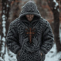 Men's Viking Celtic Dragon Chunky Hooded Sweater artswardrobe
