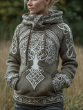 Women's Viking Style Tree Of Life Celtic Knot Green Hooded Sweater artswardrobe