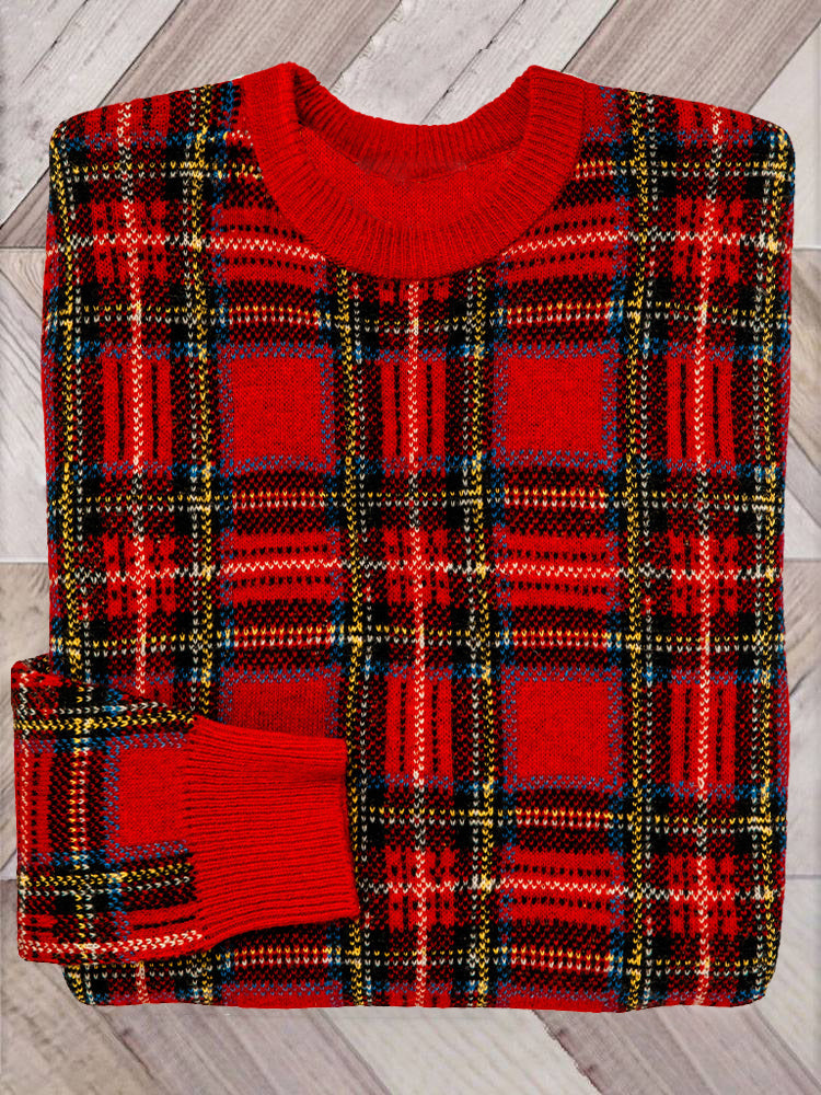 Christmas Plaid Cozy Knit Sweater elevenforest
