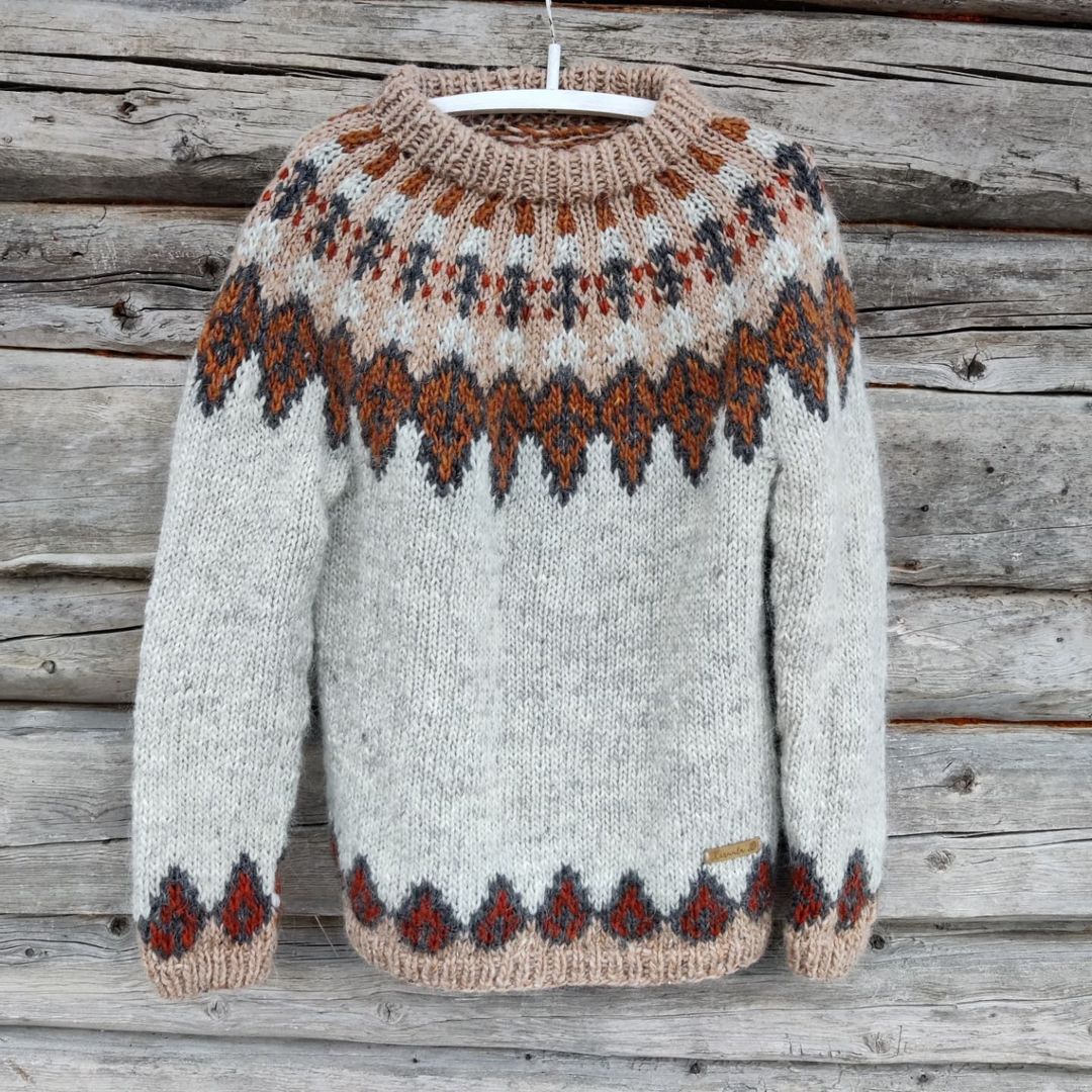 Vingate Fallen Leaves Iceland Jacquard Knitted Pullover Sweater artswardrobe