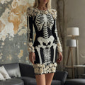 Classy Skull And Roses Art Cozy Knit Sweater Dress artswardrobe