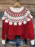 Vintage Christmas Fur Pom Pom Cozy Isle Sweater artswardrobe