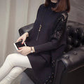 Rita® | Women's Wrap Beading Embroidery Half Neck Loose Pullover Sweater