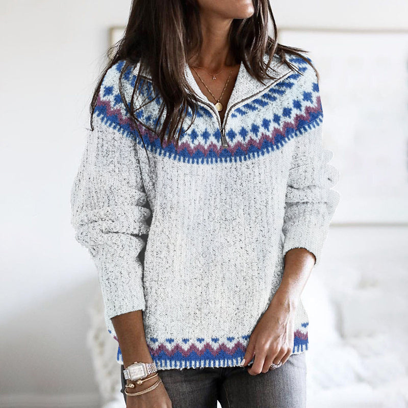 Vintage Iceland Argyle Pattern Knit Warm Women's Sweater elevenforest