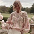 Women's Vintage Flower Embroidery Art Pullover Sweater artswardrobe