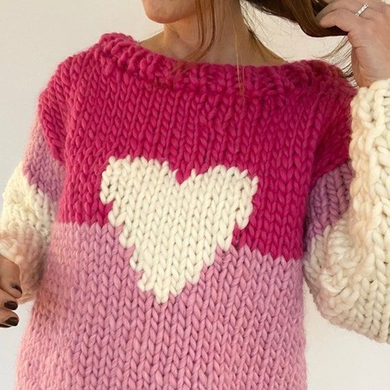 Valentine Vibes Valentine Heart Art Print Knitted Pullover Sweater artswardrobe