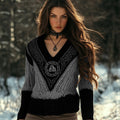 Women's Viking Style Knitted Jacquard V-neck Sweater artswardrobe