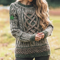 Women's Celtic Knot Jacquard Trefoil Embroidered Sweater artswardrobe