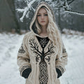 Women's Viking Tribal Tree Of Life Celtic Mythology Chunky Knit Hooded Sweater elevenforest