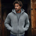 Men's Vintage Solid Color Zip Pocket Hooded Sweater artswardrobe