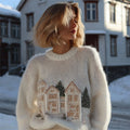 Snowy Christmas Houses Landscape Cozy Sweater artswardrobe