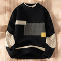 Vegan Mock Minimalist Knit Pullover Sustainable Patchwork Warmth Knitted Jacquard Unisex Sweater elevenforest