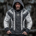 Men's Vintage Viking Runes Celtic Cozy Chunky Hooded Sweater artswardrobe