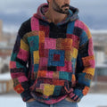 Men's Retro Geometric Knit Warm Hooded Sweater elevenforest