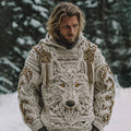 Men's Vintage Viking Wolf Celtic Knot Art Cozy Hooded Sweater artswardrobe