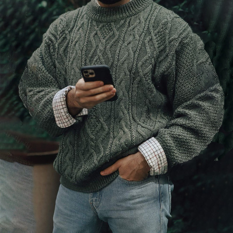 Mens Vintage Fair Isle Jacquard Weave Knitted Sweater elevenforest