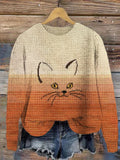 Cat Emoji Gradient Women's Cozy Sweater artswardrobe