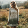 Women's Irish Celtic Knot Ombre Green Crew Neck Sweater Dress elevenforest