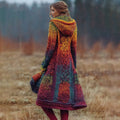 Women's Viking Celtic Knot With Irish Rainbow Art Knit Long Sweater Jacket artswardrobe