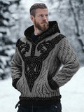 Men's Viking Celtic Contrast Cozy Chunky Hooded Sweater artswardrobe