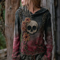 Vintage Skull Floral Celtic Gradient Cozy Knit Hooded Sweater artswardrobe