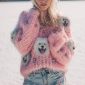 Fuzzy Samoyed Dog Felt Cozy Knit Sweater artswardrobe