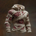 Halloween Bandage Muscle Mummy Art Slim-fit Knit Hooded Sweater artswardrobe