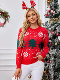 Dorotea® | Red Christmas tree jacquard sweater
