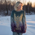 Women's Celtic Knot Myth Phoenix Embroidery Ombre Sweater elevenforest